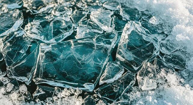 Turquoise Ice Shards Abstract Background Winter Texture and Frozen Pattern photo