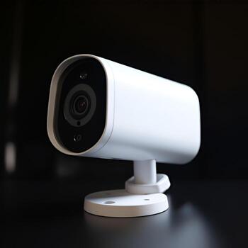 Close up of camera over background with copy space. Security concept. photo