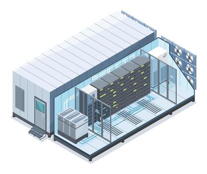 Isometric view of a data center vector