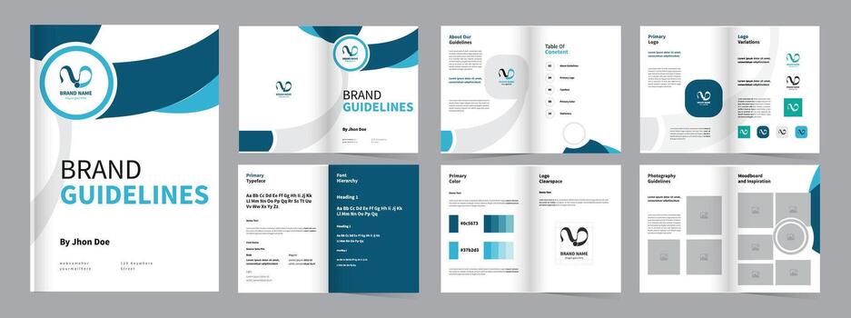 Professional Brand Guidelines or Brand Manual Template, clean A4 logo guideline layout brand guidelines presentation vector