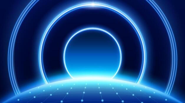 Futuristic blue circular design vector