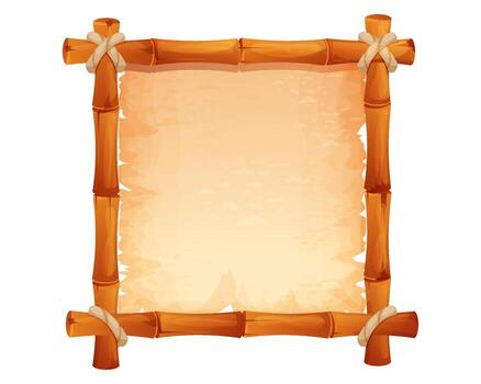 Bamboo frame with blank parchment vector