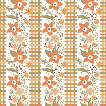 Floral and lattice patterned design vector