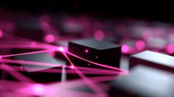 Dark background with glowing lines and shapes showcases dynamic visuals in a futuristic space video