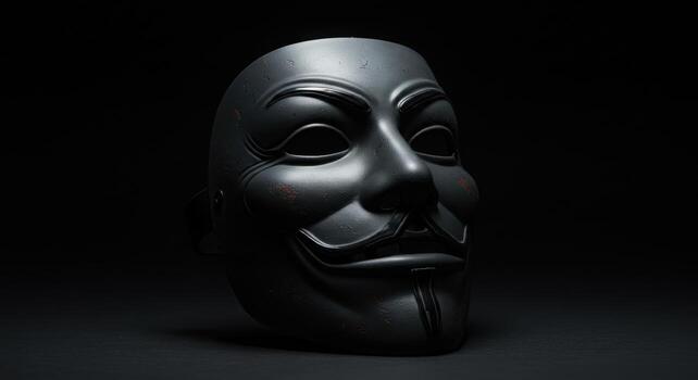 Anonymous mask on a black background photo