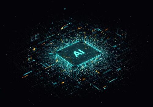 Ai chip on black background photo