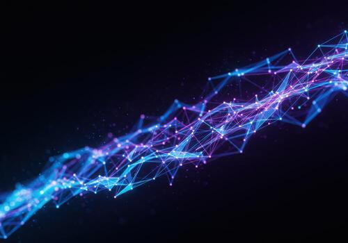 Abstract background of connected lines and dots on dark background photo