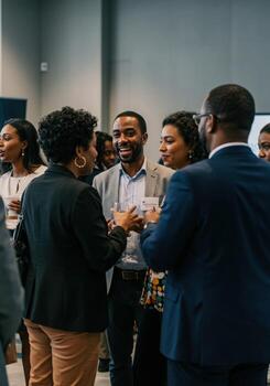 People talking at a networking event photo