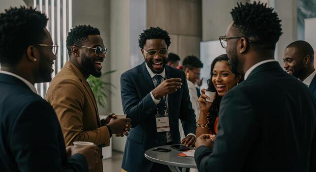 A group of business people having a conversation photo