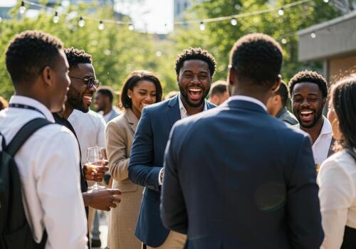 A group of people are having a conversation photo