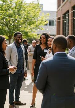People talking at an event photo