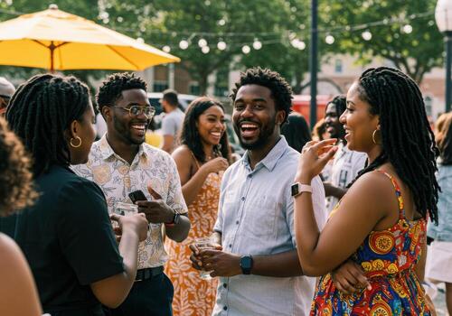 A group of people are having fun at an outdoor event photo