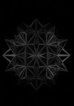 Intricate dark geometric structure creating stunning abstract patterns and modern architectural forms on a black backdrop photo
