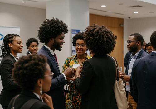 Diverse professionals connect and collaborate at a dynamic business networking event fostering innovation and growth in a modern setting photo