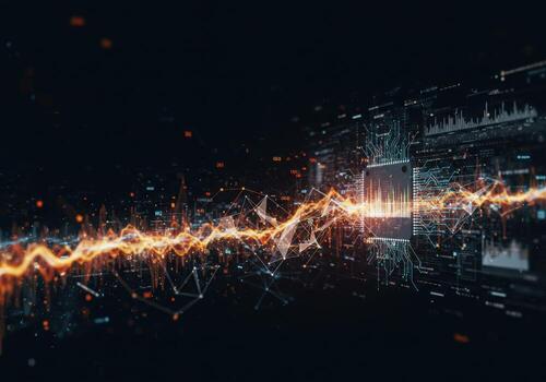Dynamic abstract digital network flow visualizes global data streams and complex technological innovation with vibrant energy photo