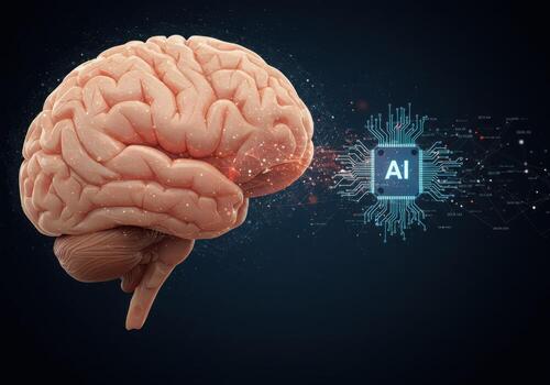 maravilloso ai cerebro concepto visualiza inteligente tecnología conectando con humano cognición, inspirador innovación y futuro Progreso foto