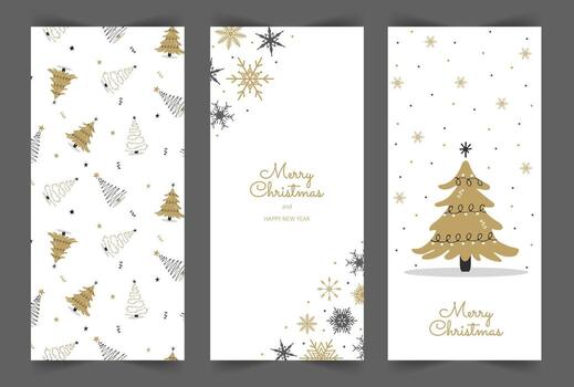 Christmas stories template. Social media vertical backgrounds. New Year design in cute scandinavian style. Christmas tree and snowflakes for the design of their posts. vector