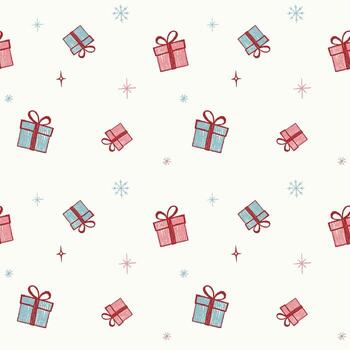 sin costura modelo con dibujado a mano presente cajas lápiz de color estilo. festivo invierno antecedentes vector