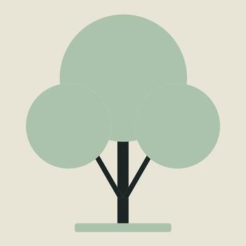 Stylized Symmetrical Tree with Rounded Canopy, Simple Flat Illustration for Environmental, Forest, and Conservation Concepts vector