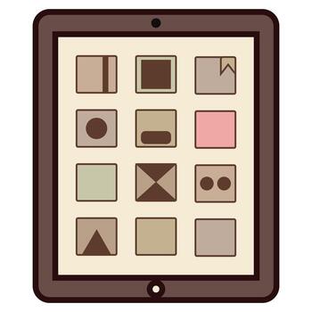 Flat Style Tablet with Grid of Application Icons for UI Design vector