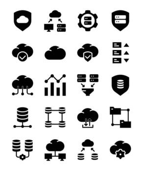 Cloud computing and database icons vector