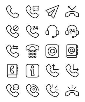 Contact icons representing communication, support, and information access vector