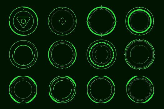 Collections HUD screen futuristic digital interface control frame circle technology vector