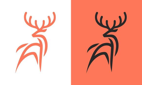 elegante resumen línea Arte ilustración de un ciervo con cornamenta en dos contrastando color esquemas vector