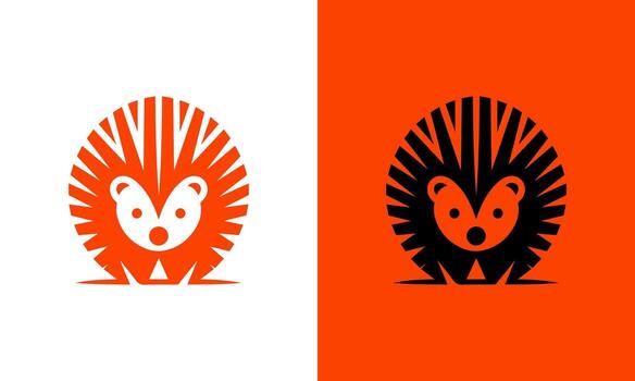 Cute cartoon hedgehog character design in two color variations on split background vector