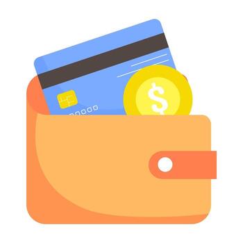 Modern Payment Methods Credit Card and Coin in Wallet vector