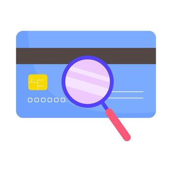 crédito tarjeta seguridad verificación con aumentador vaso vector