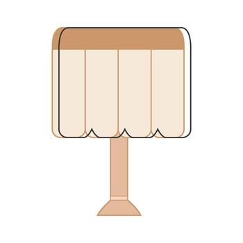 Table lamp with pleated beige shade and minimal base. vector