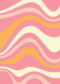Pink and Yellow Wavy Lines Background . Retro Abstract Pattern. vector