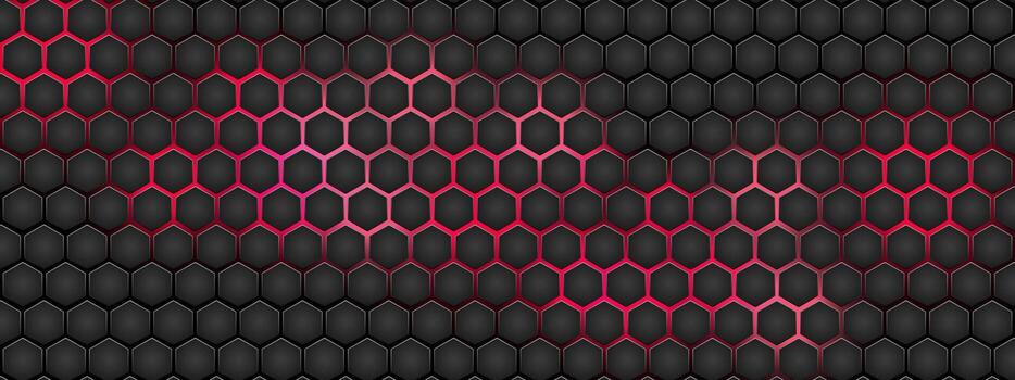 Hexagonal Pattern Background With Black Tiles And Pink Neon Edges For Tech Design, Modern Abstract Or Futuristic Visuals vector