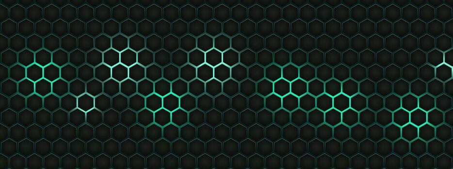 Abstract Hexagon Pattern With Glowing Teal Honeycomb Background For Tech, Design, And Web Use vector