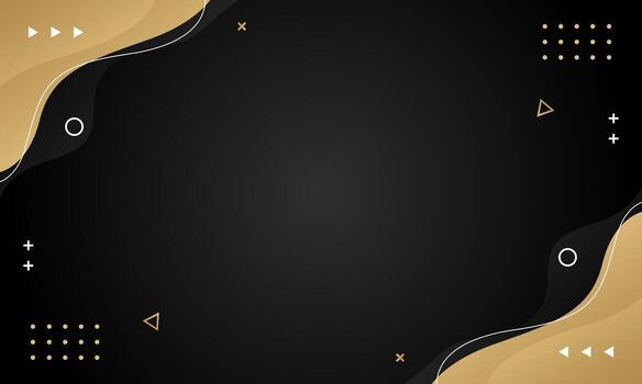 Abstract black and gold wave background with geometric shapes and lines vector