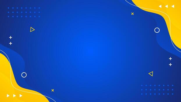 Abstract blue and yellow wave background with geometric shapes and lines vector