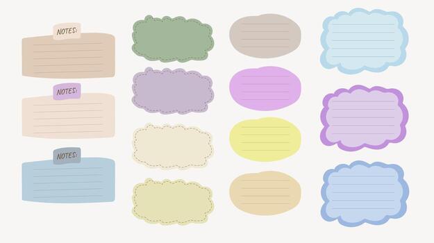 Note Sheet Stickers In Different Shapes And Colors vector