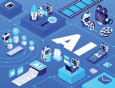 Illustration of AI and technology concepts vector