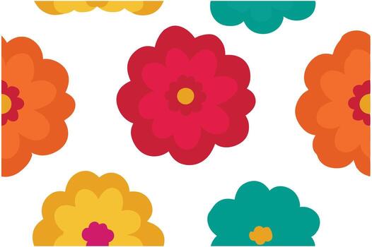 Seamless Flower Pattern with Four Color Palette vector