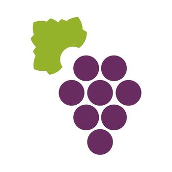 An illustration featuring grapes represented through simple line icons. The design highlights the distinct shapes and colors of grapes, emphasizing their appeal as a delicious fruit. vector