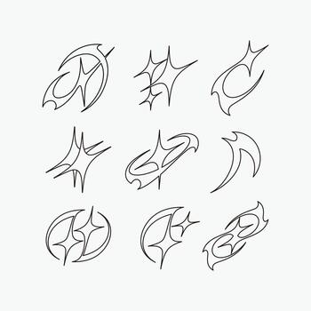 Set of y2k retro futuristic elements. vector