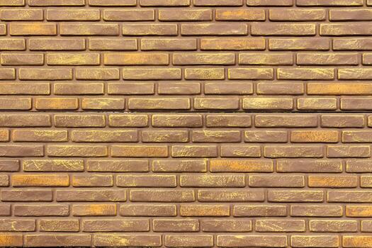 Close up of decorative fence wall with warm golden highlights. Pattern features evenly aligned horizontal bricks with textured surface. Ideal for use as seamless texture, backdrop, material reference photo