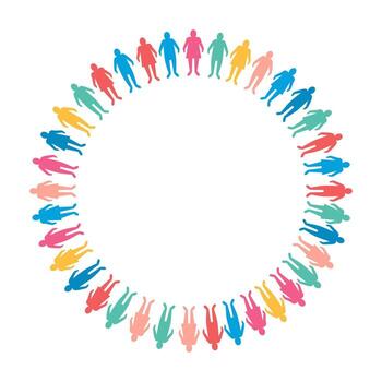 Diverse Community of Colorful People in a Circle of Unity vector