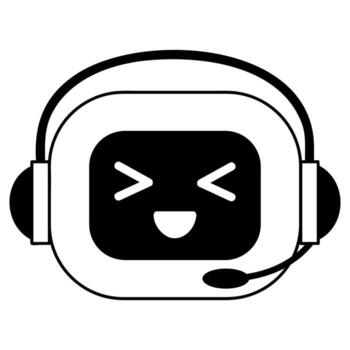 lineal negro y blanco ilustración de sonriente ai chatbot cara aislado en transparente antecedentes vector