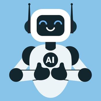 Friendly AI robot showing thumbs up gesture isolated on blue background vector