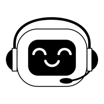 lineal negro y blanco ilustración de ai chatbot cara aislado en transparente antecedentes vector