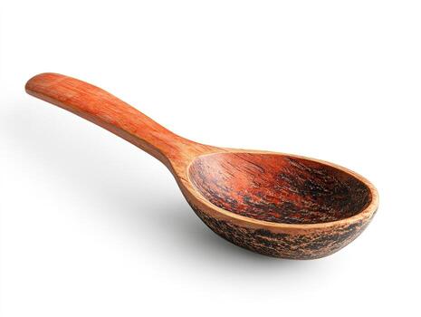 a wooden spoon with a black handle photo