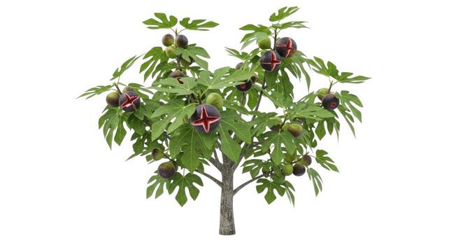 fructificación higo árbol con maduro Fruta aislado en blanco antecedentes foto