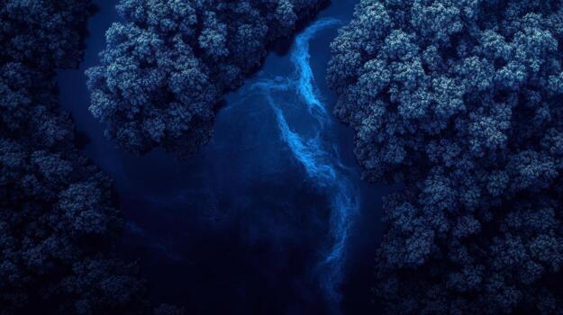 Abstract aerial view of dark blue textured clusters photo